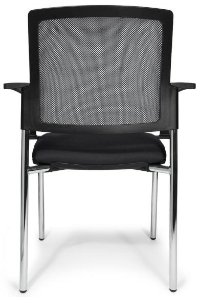 Bezoekersstoel VALERA 4 incl. armleggers zwart | vaste armleggers | stof met netweefsel