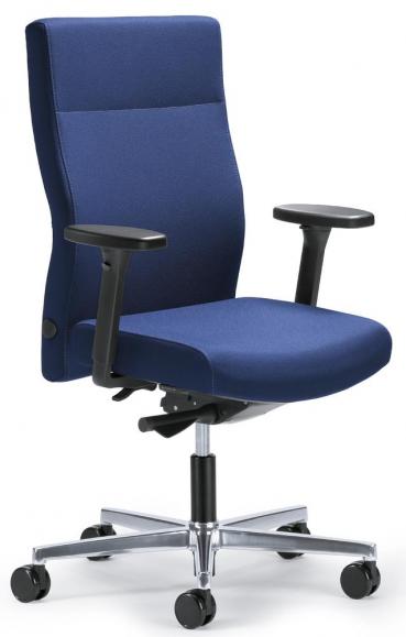 Bureaustoel winSIT zonder armleggers blauw | met gewichtsautomatic | zitdiepteverstelling | aluminium gepolijst | zonder hoofdsteun
