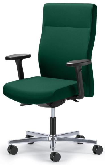 Bureaustoel winSIT zonder armleggers donkergroen | met gewichtsautomatic | zitdiepteverstelling | aluminium gepolijst | zonder hoofdsteun