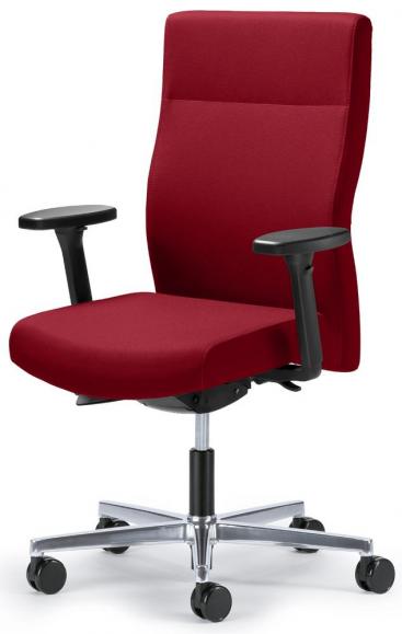 Bureaustoel winSIT zonder armleggers rood | met gewichtsautomatic | zitdiepteverstelling | aluminium gepolijst | zonder hoofdsteun