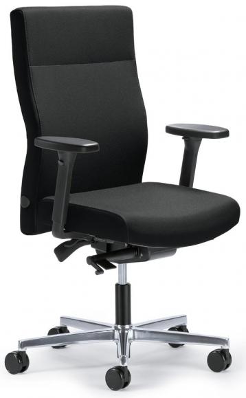 Bureaustoel winSIT zonder armleggers zwart | met tegendrukaanpassing | zitneigingautomatic, zitdiepteverstelling | aluminium gepolijst | zonder hoofdsteun