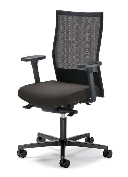 Bureaustoel winSIT NET zonder armleggers zwart/donkergrijs | zitneigingsautomatic, zitdiepteverstelling, synchroonmechanisme | polyamide zwart