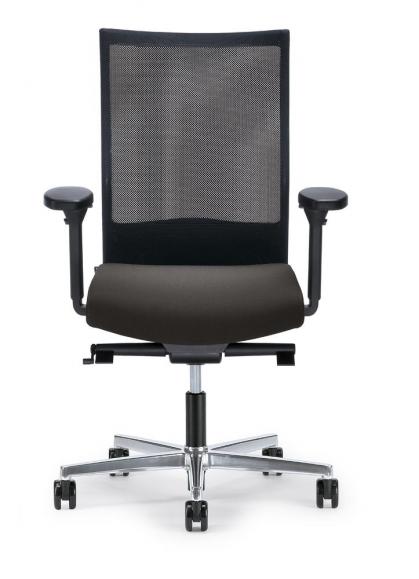 Bureaustoel winSIT NET zonder armleggers zwart/donkergrijs | zitdiepteverstelling, synchroonmechanisme | aluminium gepolijst