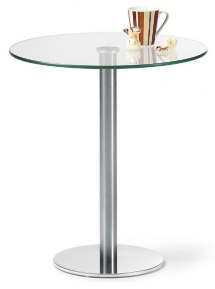 Glazen tafels met edelstaal-onderstel 