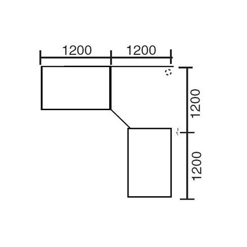 Hoekcombinatie Basic MULTI MODUL lichtgrijs | 2400 | 2400 | aluzilver RAL 9006 | hoekcombinatie hoekig