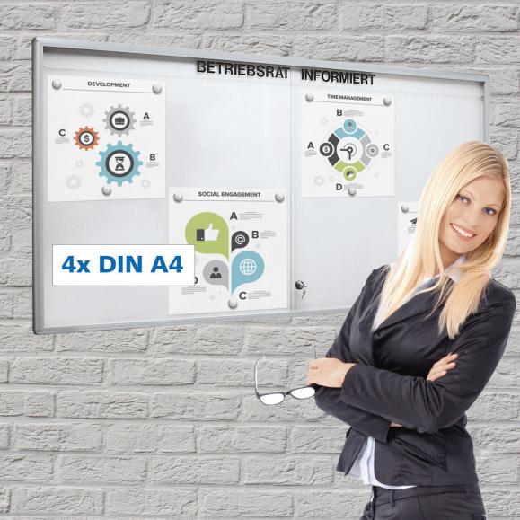 Informatiekast DIN A2, aluminium 680 | 4 x DIN A4