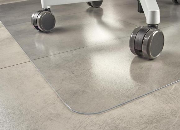 Beschermmat voor harde vloeren transparant | vorm E - 900 x 1200 mm | voor harde vloer, zonder noppen