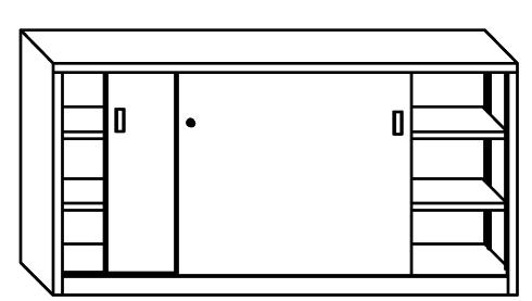 Stalen schuifdeurkast SYSTEM FLEX lichtblauw RAL 5012 | 2000 | 500 | met metalen deuren