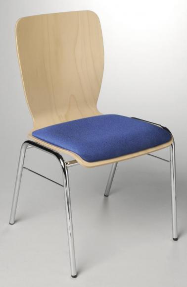 Bezoekersstoel JARA blauw | zitkussen | verchroomd | zonder