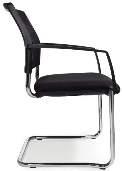 Bezoekersstoel VALERA S met armleggers zwart | vaste armleggers | stof