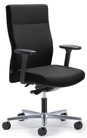 Bureaustoel winSIT zonder armleggers zwart | met gewichtsautomatic | zitdiepteverstelling | aluminium gepolijst | zonder hoofdsteun