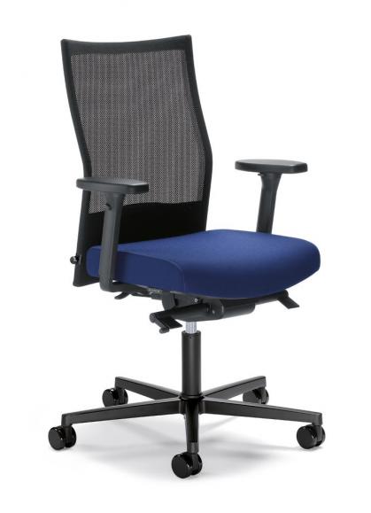 Bureaustoel winSIT NET zonder armleggers zwart/blauw | zitdiepteverstelling, synchroonmechanisme | polyamide zwart