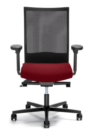 Bureaustoel winSIT NET zonder armleggers zwart/rood | zitneigingsautomatic, zitdiepteverstelling, synchroonmechanisme | polyamide zwart