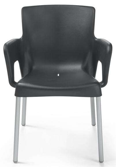Kunststof stoel IBIZA - met armleggers zwart | vaste armleggers