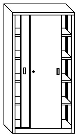 Stalen schuifdeurkast SYSTEM FLEX gentiaanblauw RAL 5010 | 1000 | 400 | met metalen deuren