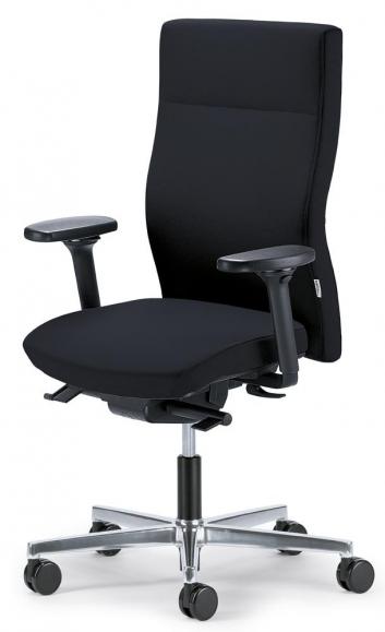 Bureaustoel winSIT zonder armleggers zwart | met tegendrukaanpassing | zitdiepteverstelling | aluminium gepolijst | zonder hoofdsteun